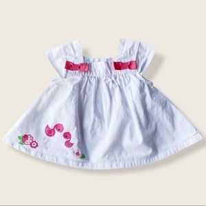 Gymboree 12-18M White Cap Sleeve Pink Bow Top